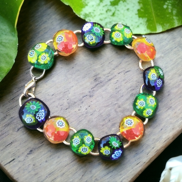 Bracelet Vintage En émaux Millefiori - Email Coloré - Bon état
